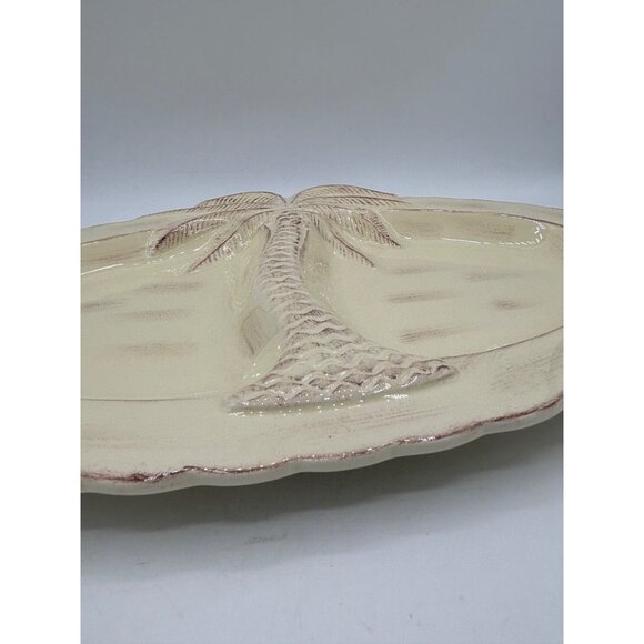 Palm Tree Stoneware Divided Platter Dish by Pacific 15" box 3D - Picture 12 of 13